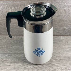 Vintage 60s Corningware 9 cup percolator cornflower blue coffee pot